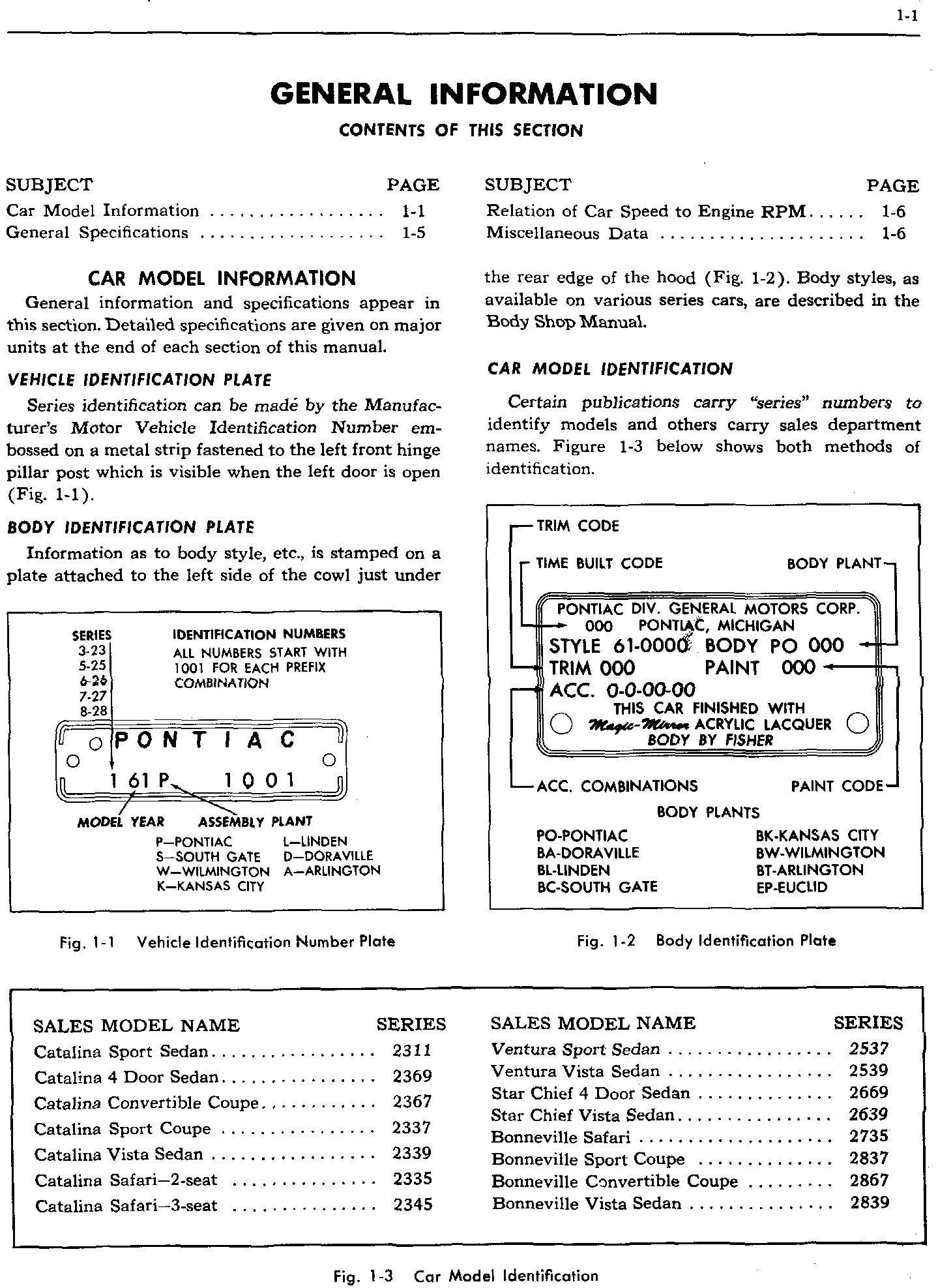 1961 Pontiac Shop Manual- Gen Information Page 2 of 7